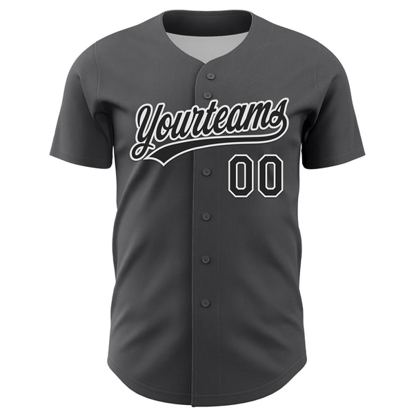Custom Steel Gray Black-White 3D Pattern Design Black History Month Authentic Baseball Jersey alternate