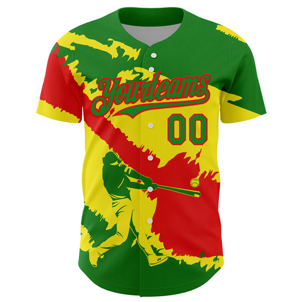 Custom Grass Green Fire Red-Light Yellow 3D Bolivia Bolivian Flag Authentic Baseball Jersey alternate