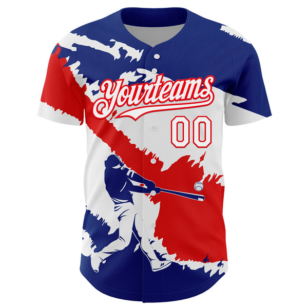 Custom Royal White-Fire Red 3D Costa Rica Costa Rican Flag Authentic Baseball Jersey alternate