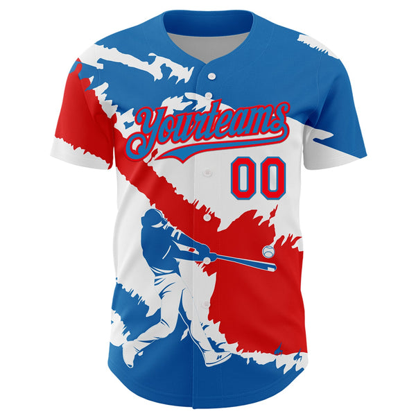 Custom Blue Fire Red-White 3D Panama Panamanian Flag Authentic Baseball Jersey alternate