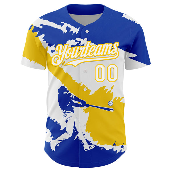 Custom Thunder Blue White-Yellow 3D Uruguay Uruguayan Flag Authentic Baseball Jersey alternate
