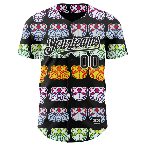 Custom Black White 3D Revzzz All Masked Authentic Baseball Jersey alternate