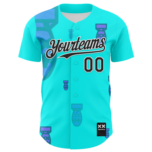 Custom Ice Blue Black-White 3D Revzzz Price Tag Authentic Baseball Jersey alternate