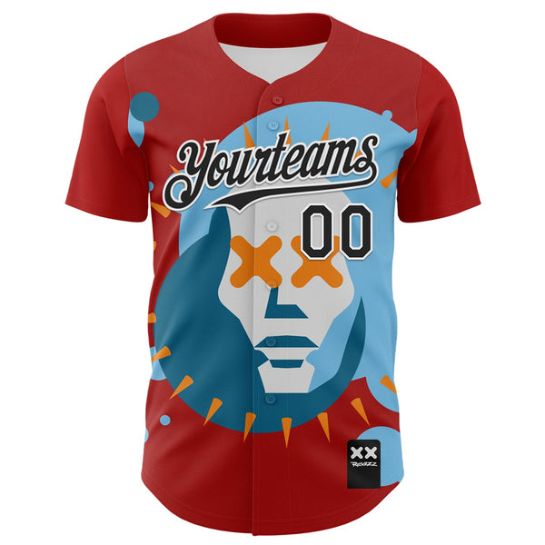 Custom Red Black-White 3D Revzzz Dae Authentic Baseball Jersey alternate