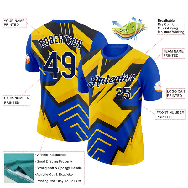 Custom Thunder Blue Navy-White 3D Esports Performance T-Shirt alternate