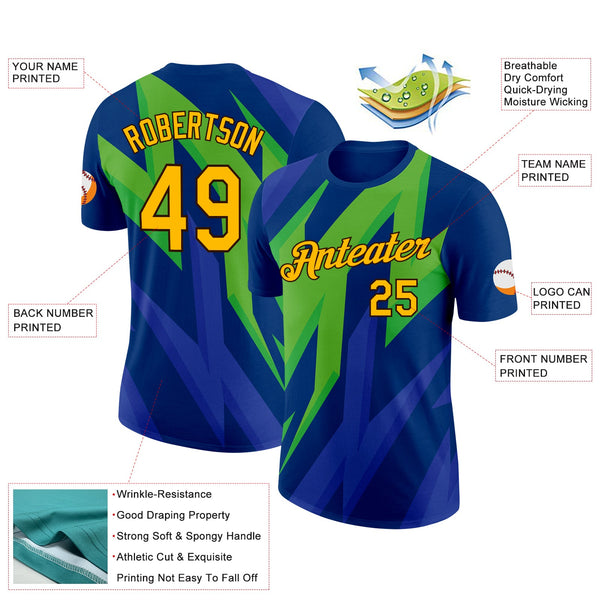Custom US Navy Blue Gold-Brown 3D Esports Performance T-Shirt alternate