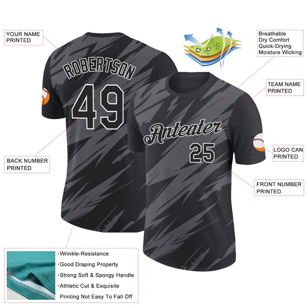 Custom Black Steel Gray-White 3D Esports Performance T-Shirt alternate