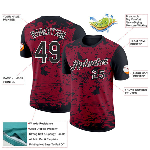 Custom Black Cardinal-White 3D Esports Performance T-Shirt alternate