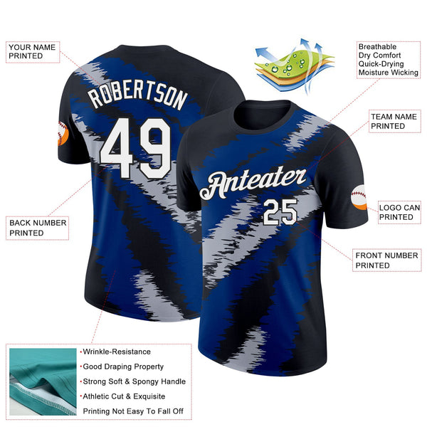 Custom Black Gray-US Navy Blue 3D Esports Performance T-Shirt alternate