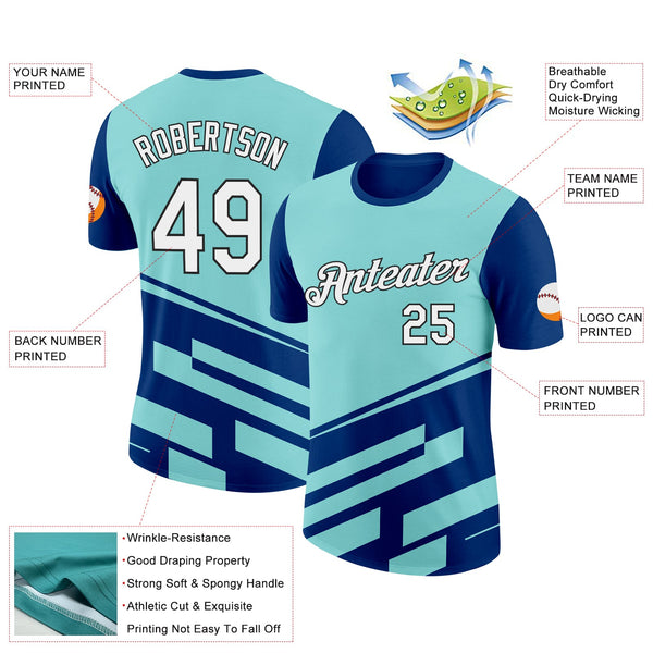 Custom Ice Blue US Navy Blue-Black 3D Esports Performance T-Shirt alternate