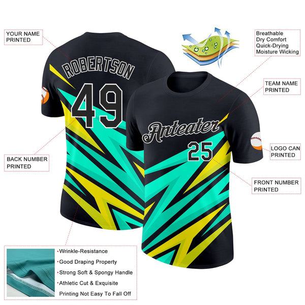 Custom Black Light Yellow-Neon Yellow 3D Esports Performance T-Shirt alternate