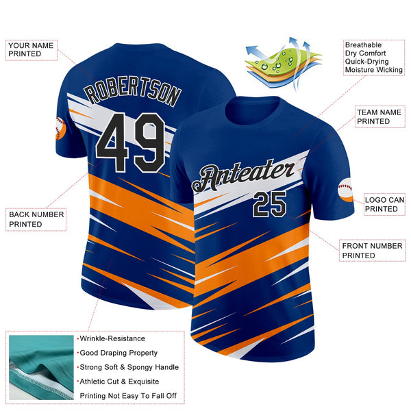 Custom US Navy Blue Black-Bay Orange 3D Esports Performance T-Shirt alternate