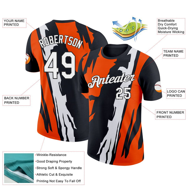 Custom Black White-Orange 3D Esports Performance T-Shirt alternate