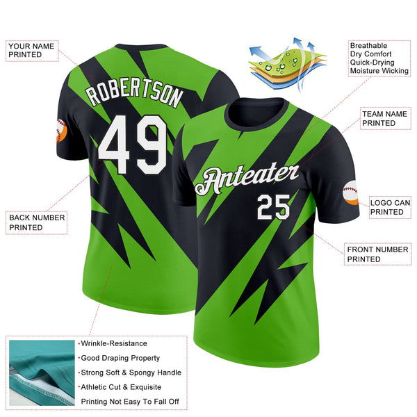 Custom Black White-Aurora Green 3D Esports Performance T-Shirt alternate
