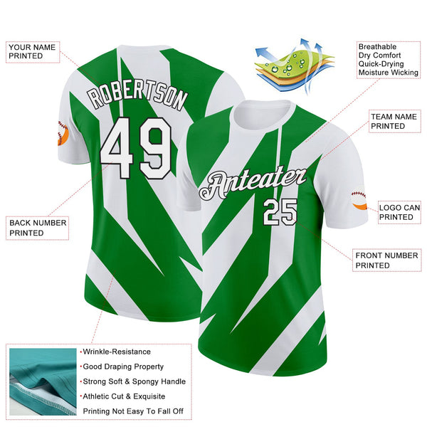 Custom White Grass Green-Black 3D Esports Performance T-Shirt alternate