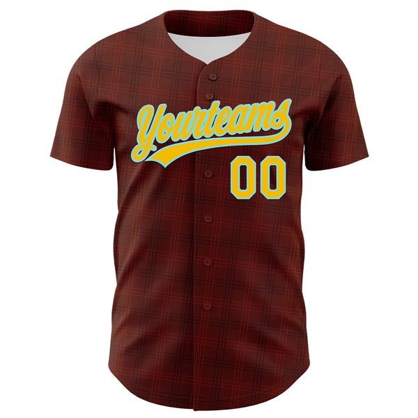 Custom Brown Yellow-Lakes Blue 3D Pattern Design Father's Day King Crown Authentic Baseball Jersey alternate