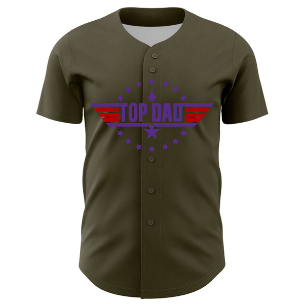 Custom Olive Purple-Red 3D Pattern Design Father's Day Top Dad Authentic Salute To Service Baseball Jersey alternate