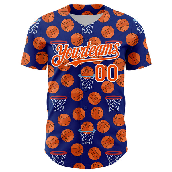 Custom Royal Orange-White Comic Doodle Ballgame 3D Pattern Design Authentic Baseball Jersey alternate