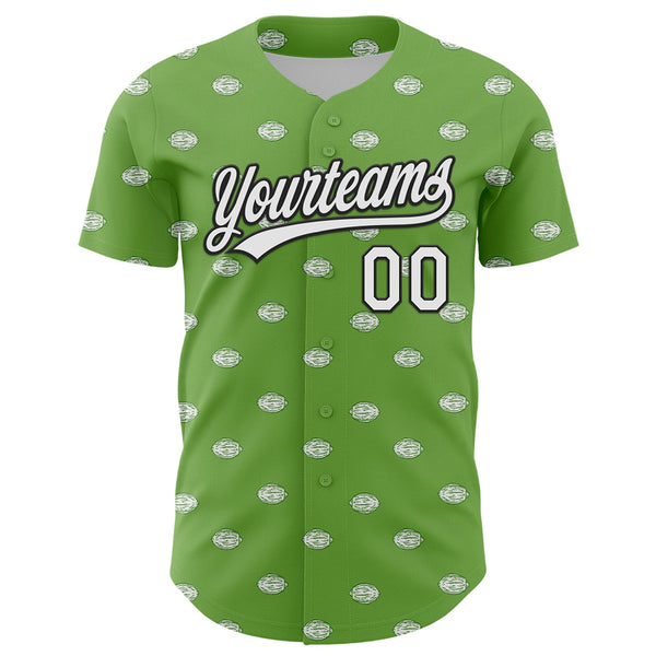Custom Green White-Black 3D Hawaii Fruit Lemon Authentic Baseball Jersey alternate