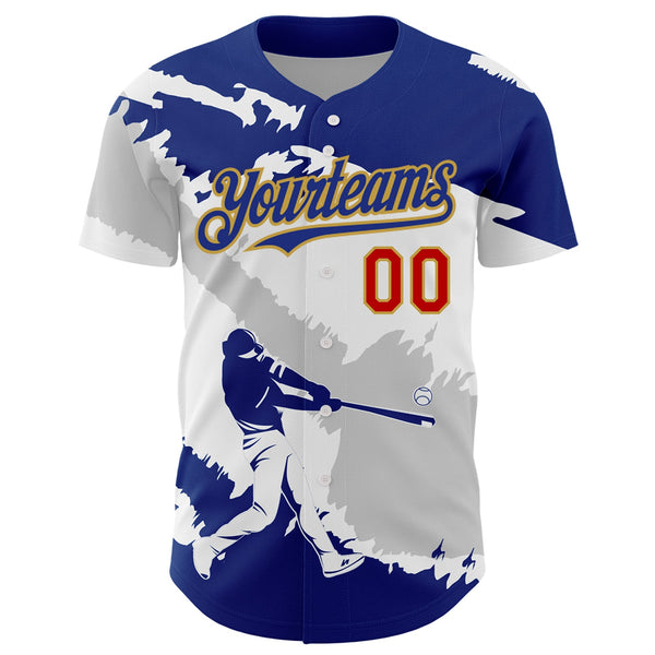 Custom Royal Gray Old Gold-Red 3D El Salvador El Salvadoran Flag Authentic Baseball Jersey alternate