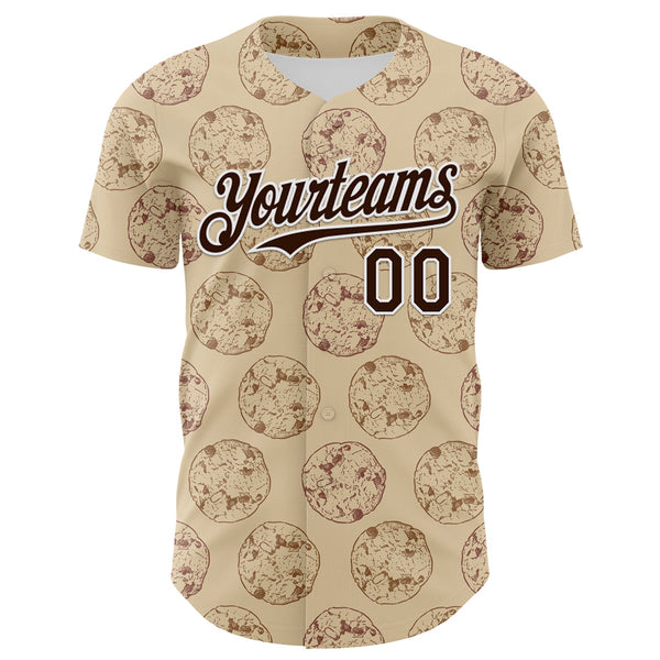 Custom City Cream Brown-White 3D Pattern Design Foodie Food Snack Chocolate Cookie Authentic Baseball Jersey alternate