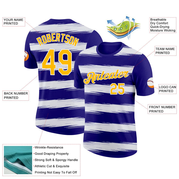 Custom Dark Purple Gold-White 3D Esports Performance T-Shirt alternate