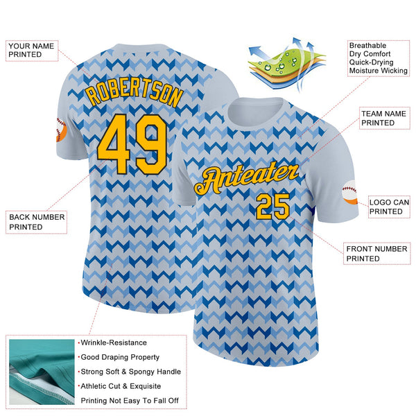 Custom Silver Gold Blue-Black 3D Esports Performance T-Shirt alternate