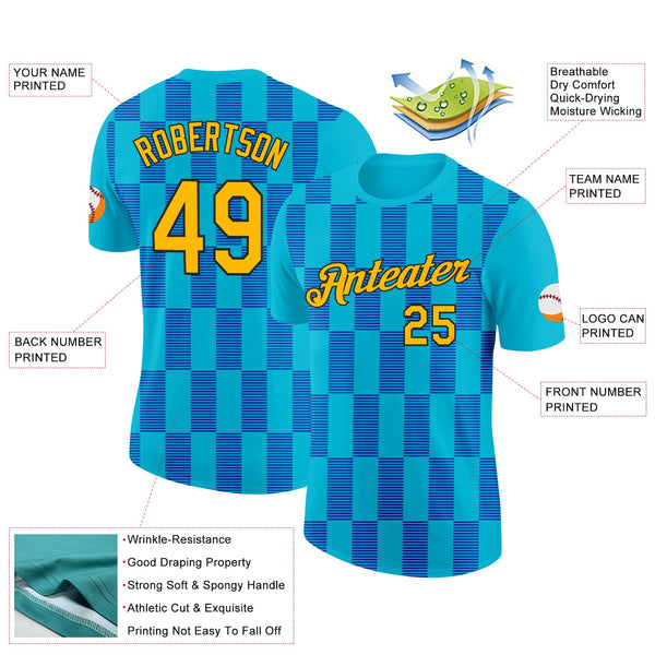 Custom Lakes Blue Gold Thunder Blue-Black 3D Esports Performance T-Shirt alternate