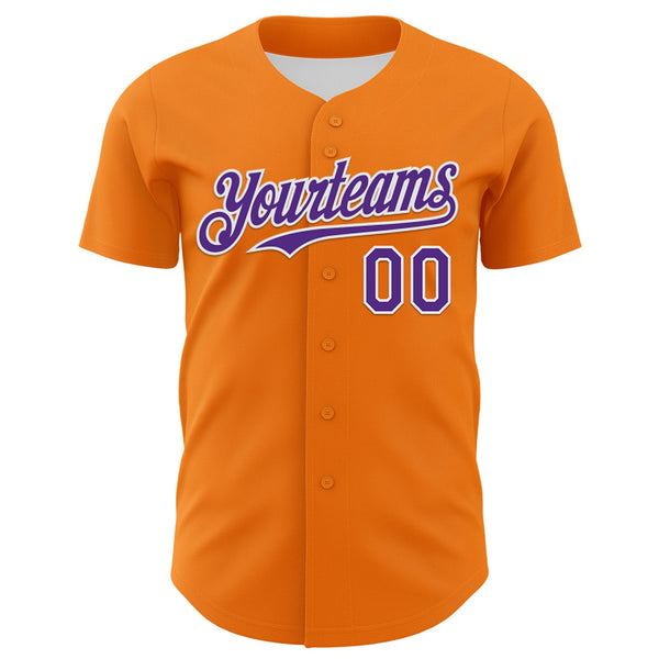 Custom Bay Orange Purple-White 3D Pattern Design Rave Psychedelic Neon Fluid Art Authentic Baseball Jersey alternate