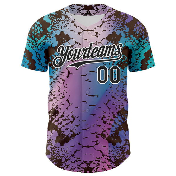 Custom Pink Black-White 3D Pattern Design Rave Psychedelic Snakeskin Authentic Baseball Jersey alternate