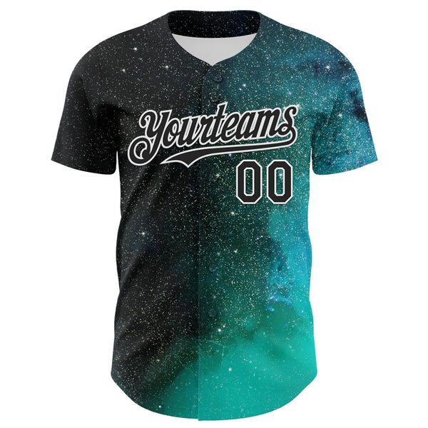 Custom Black White 3D Pattern Design Rave Psychedelic Space Galaxy Star Authentic Baseball Jersey alternate