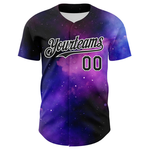 Custom Black White 3D Pattern Design Rave Psychedelic Space Galaxy Star Authentic Baseball Jersey alternate