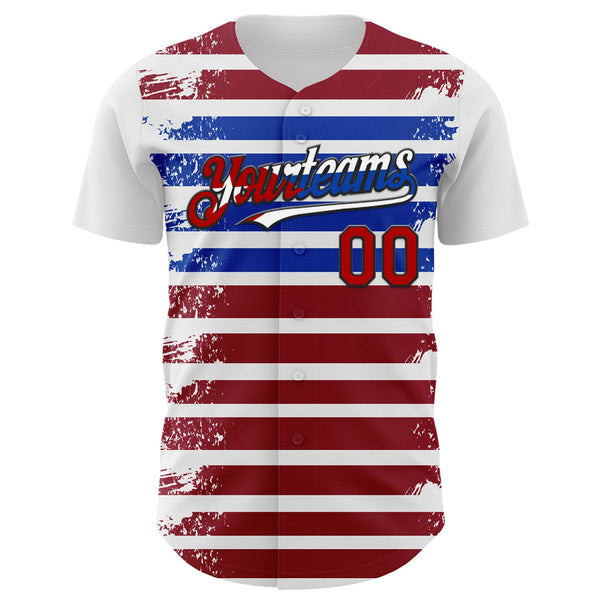Custom White Red Black Cuban Flag-Blue 3D Cuba Authentic Baseball Jersey alternate