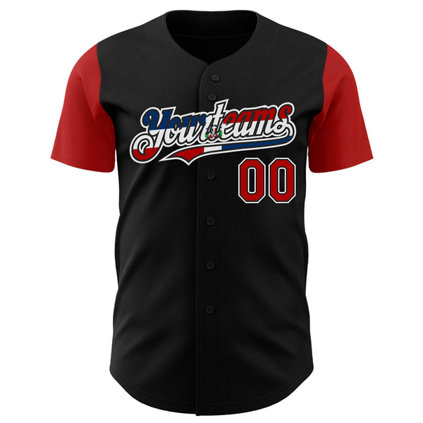 Custom Black Red White-Dominican Republic Flag 3D Dominican Republic Authentic Baseball Jersey alternate