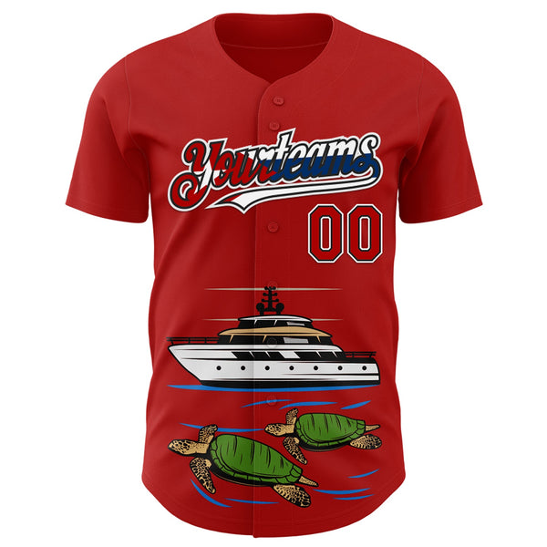 Custom Red Black White-Cuban Flag 3D Cuba Authentic Baseball Jersey alternate
