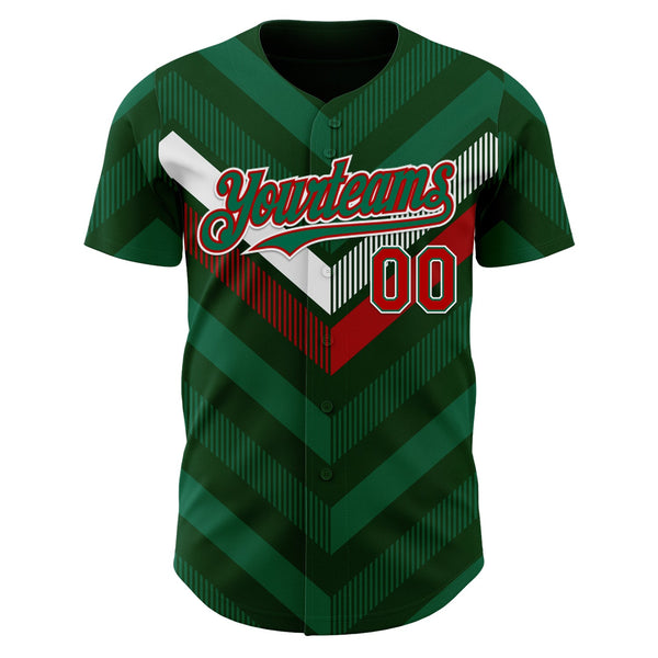 Custom Green Kelly Green Red-White 3D Mexico Authentic Baseball Jersey alternate