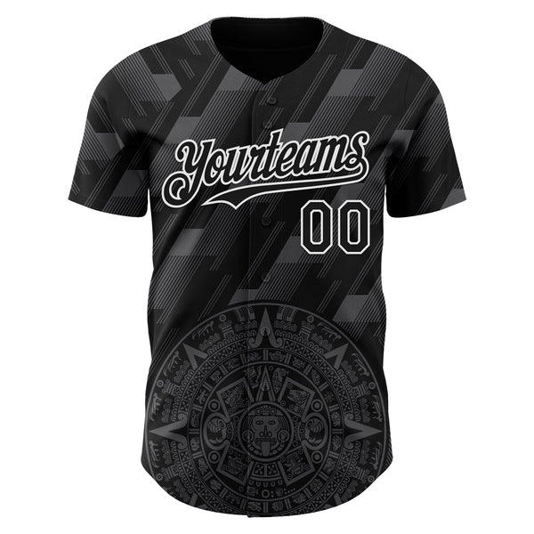 Custom Black Steel Gray-White 3D Mexico Authentic Baseball Jersey alternate