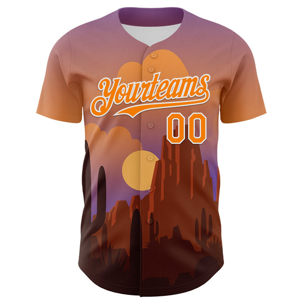 Custom Purple Bay Orange-White 3D Pattern Design Patriotic American Symbol Desert Authentic Baseball Jersey alternate