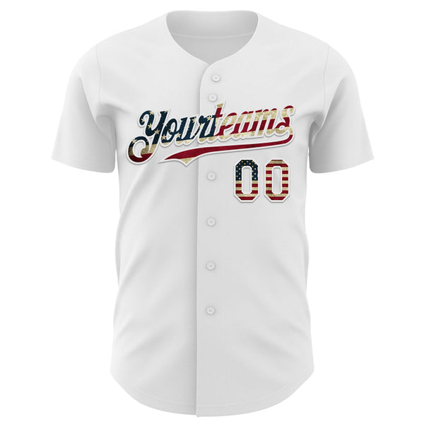 Custom White Vintage USA Flag-Royal 3D Patriotic Statue of Liberty Authentic Baseball Jersey alternate