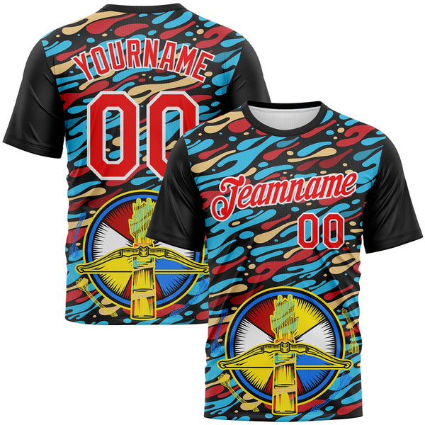 Custom Black Fire Red-White 3D Pattern Design Arrow Archery Bow Target Performance T-Shirt