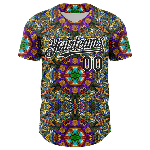 Custom Green Black-White 3D Pattern Design Burner Costumes Geometric Shape Authentic Baseball Jersey alternate