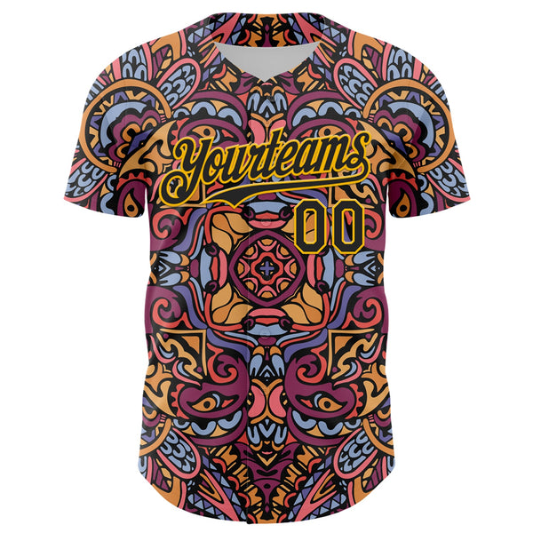 Custom Purple Black-Gold 3D Pattern Design Burner Costumes Exotic Authentic Baseball Jersey alternate