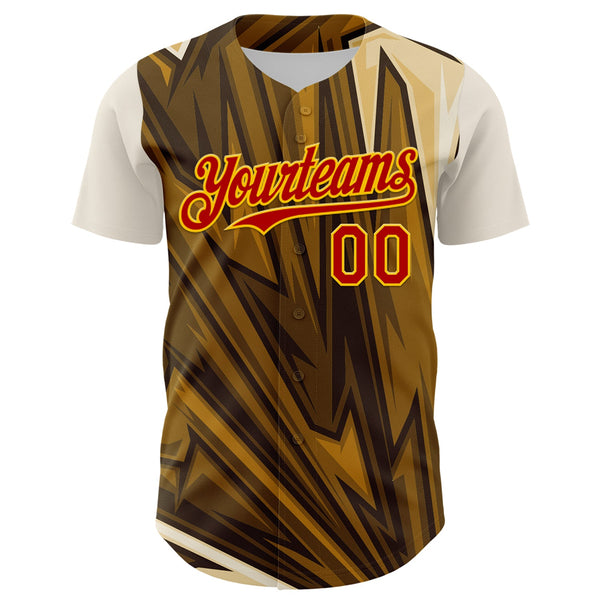 Custom Brown Red-Yellow 3D Pattern Design Burner Costumes Desert Authentic Baseball Jersey alternate