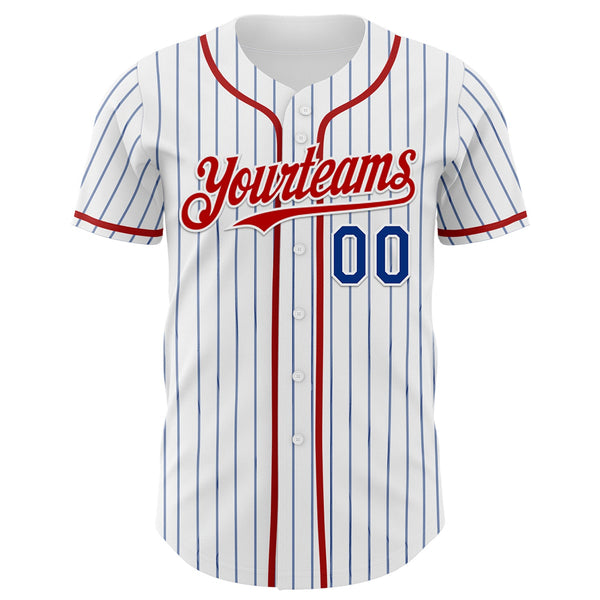 Custom White Blue Pinstripe Royal-Red 3D American Flag National Symbols Authentic Baseball Jersey alternate