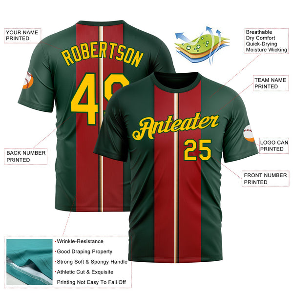 Custom Green Yellow-Red 3D Pattern Design Mexico Portugal Sportswear Performance T-Shirt alternate
