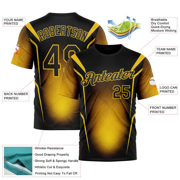 Custom Black Yellow 3D Pattern Design Germany Color Block Sportswear Performance T-Shirt alternate