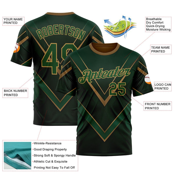 Custom Green Old Gold 3D Pattern Design Mexico Africa Sportswear Performance T-Shirt alternate