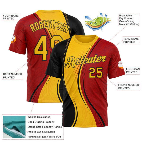 Custom Red Yellow-White 3D Pattern Design Germany Sportswear Performance T-Shirt alternate