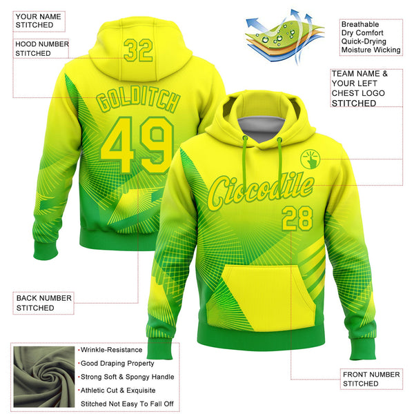 Custom Stitched Yellow Light Yellow Green-Aurora Green 3D Pattern Design Brazil Inspired Geometric Shape Sportswear Pullover Sweatshirt Hoodie alternate