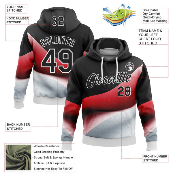 Custom Stitched Black Red-White 3D Pattern Design Germany Inspired Geometric Shape Sportswear Pullover Sweatshirt Hoodie alternate